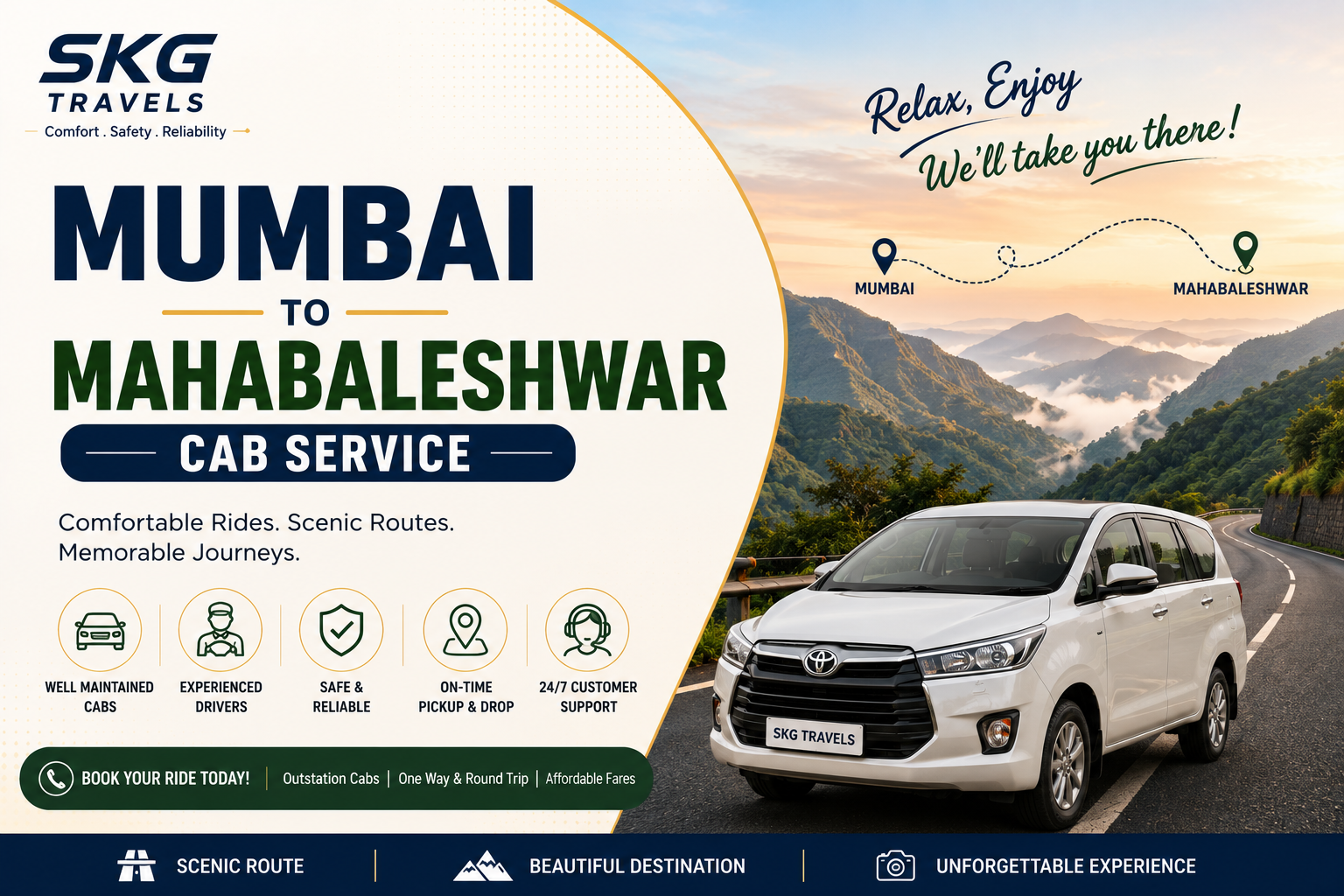 Mumbai to Mahabaleshwar Cab | Comfortable & Reliable Taxi Service